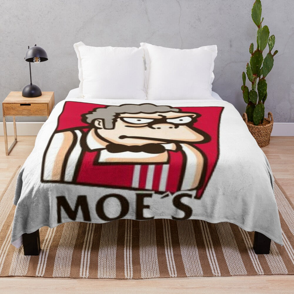 Cartoon parody plush blanket featuring humorous pop art designs