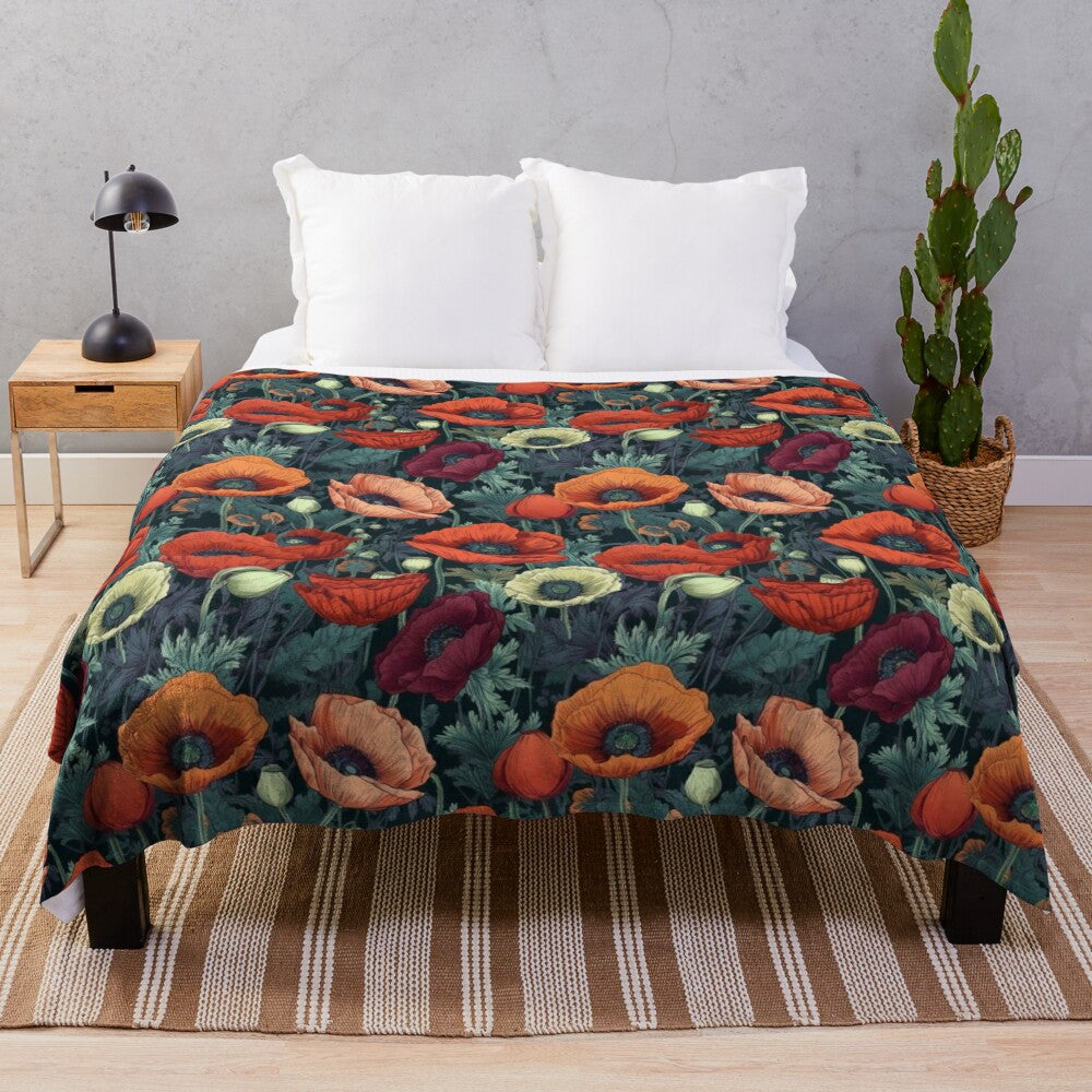 Poppy Plush Blanket - Vibrant Floral Home Decor