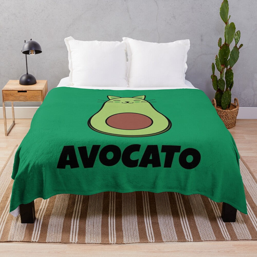 Soft and cuddly avocado-shaped plush blanket for cats and cat lovers