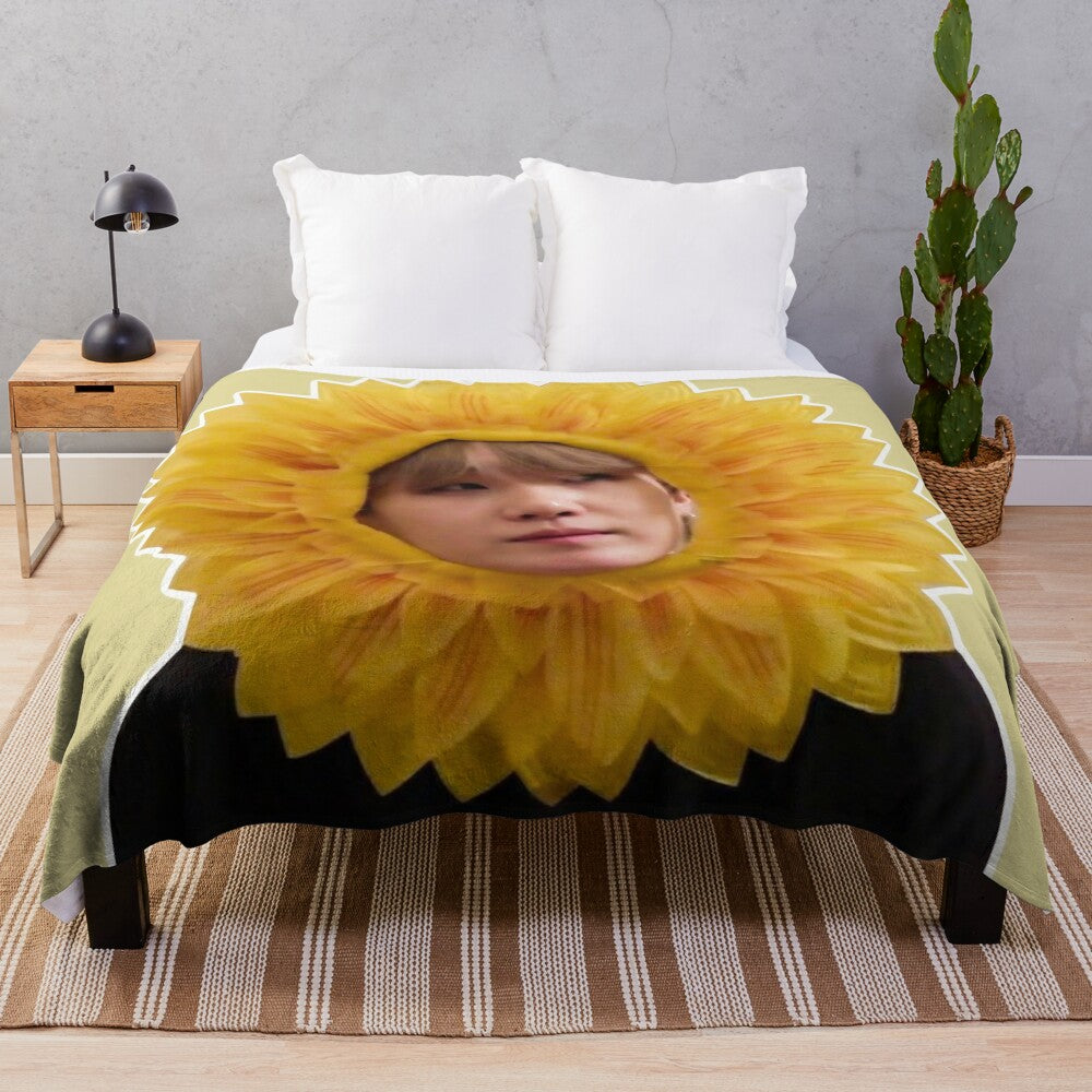 Sunflower inspired plush blanket featuring BTS member Suga/Min Yoongi