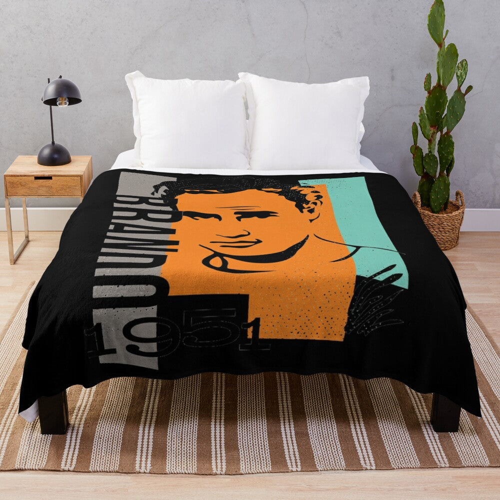 Vintage-inspired plush blanket featuring Marlon Brando's classic gangster movie character