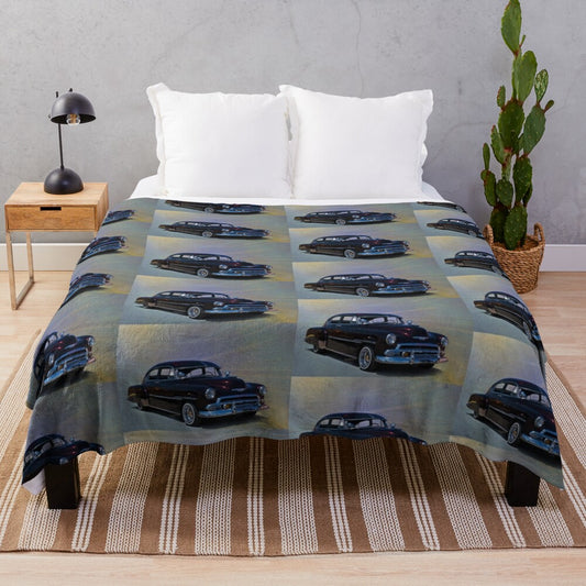 Cozy plush blanket featuring a vintage 1951 Chevrolet Deluxe design