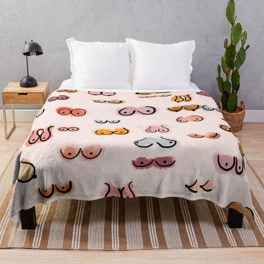 Watercolor floral pattern plush blanket