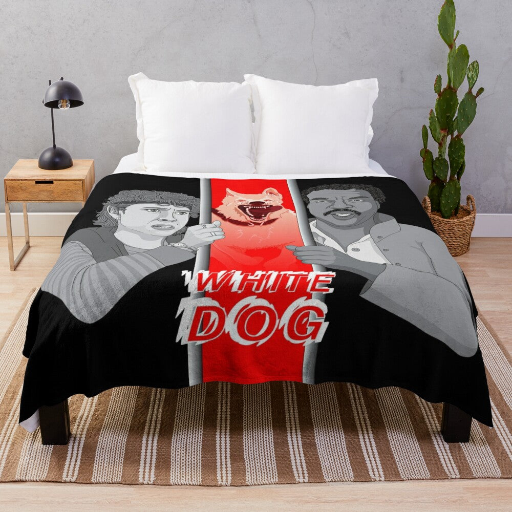 Vintage-inspired plush blanket with a dog design