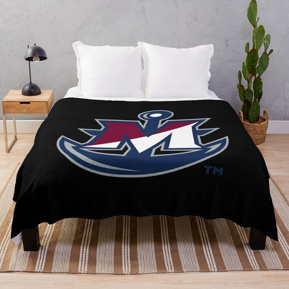 SUNY Maritime-inspired plush blanket with college logo