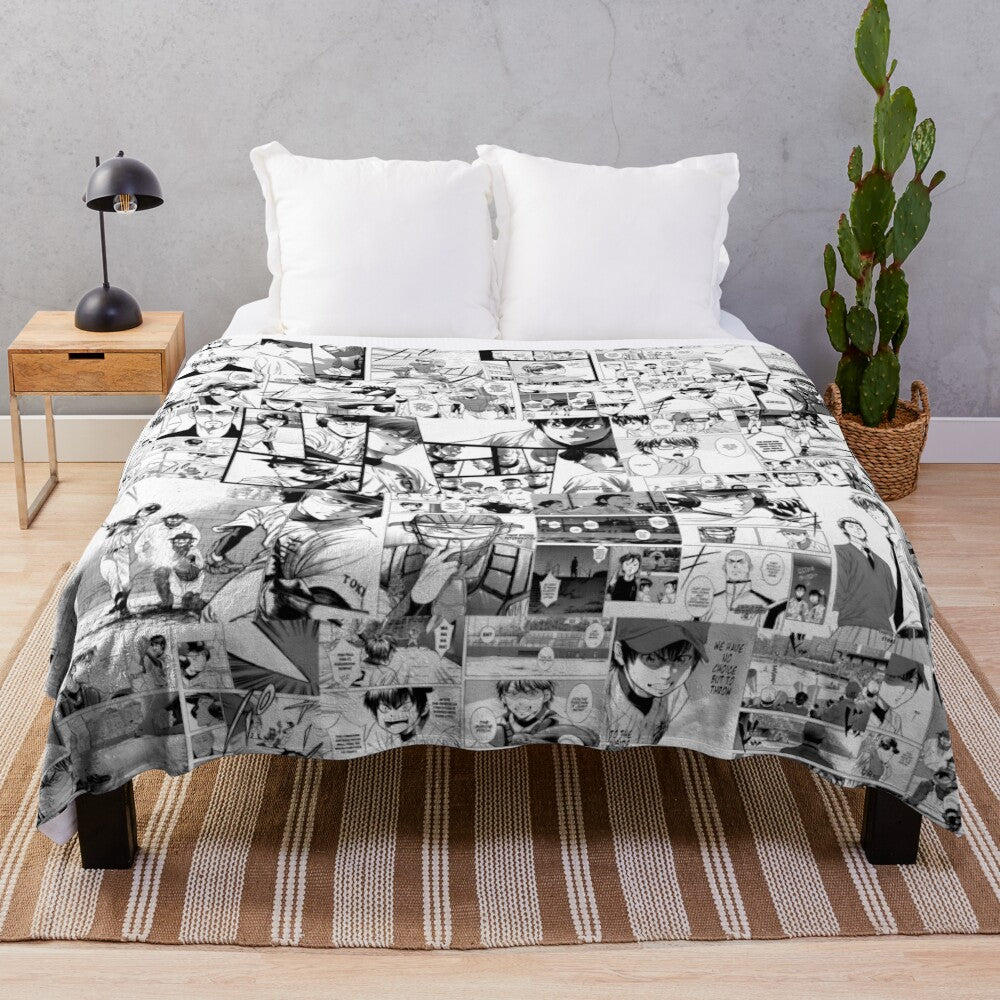 Diamond no Ace manga collage design on a soft, cozy plush blanket