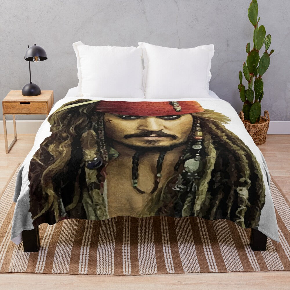 Captain Jack Sparrow inspired plush blanket