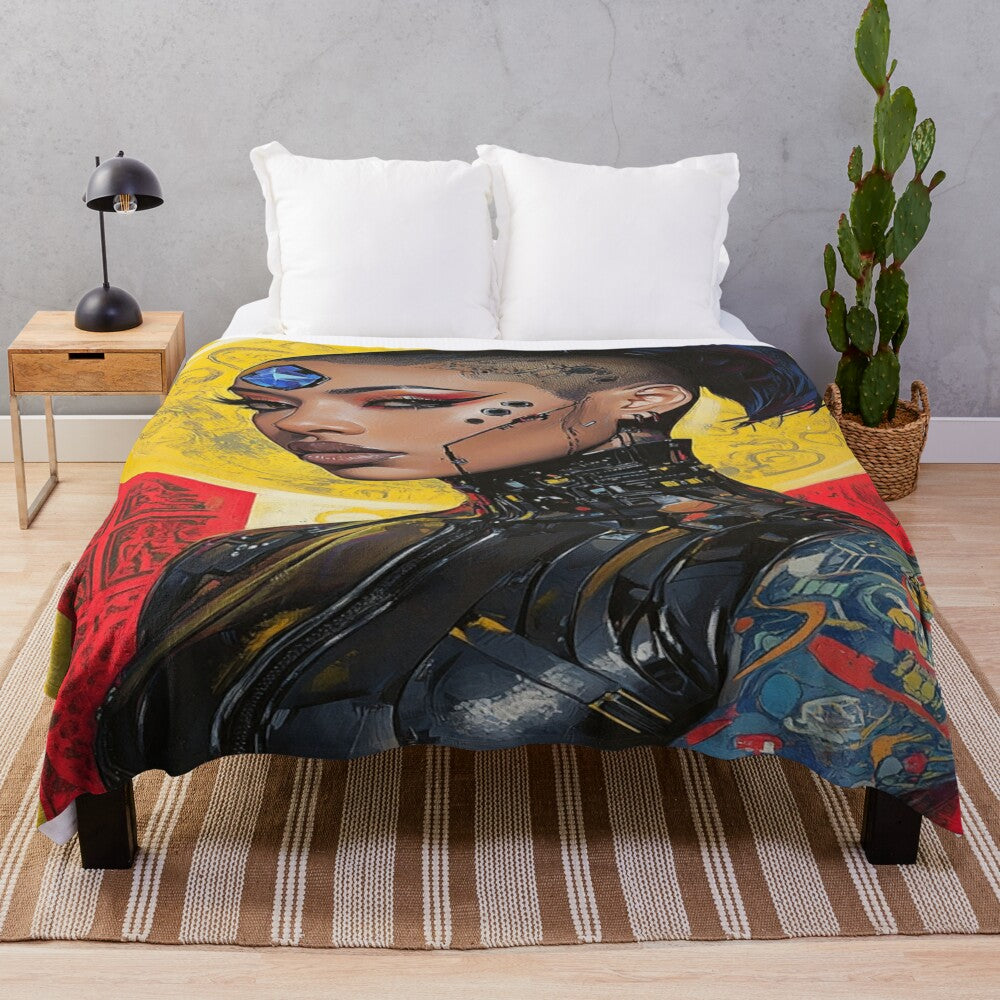 Ebony Jewel Plush Blanket featuring intricate moor-inspired artwork