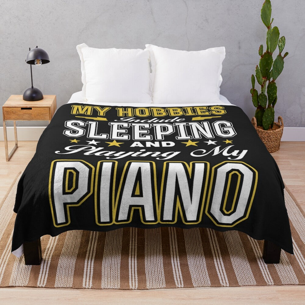 Plush blanket for hobbies of sleeping and playing piano