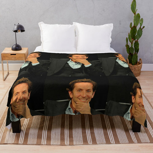 Soft and cozy plush blanket with a stylish Bradley Cooper-inspired aesthetic