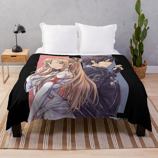 Soft and cozy anime plush blanket featuring the character Asuna from Sword Art Online