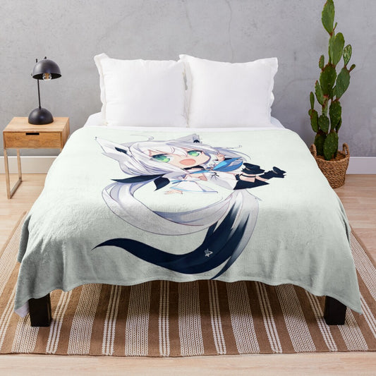 Chibi Shirakami Fubuki Hololive inspired plush blanket