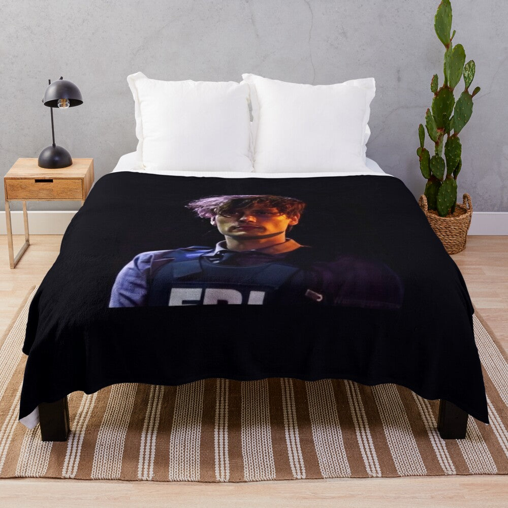 Soft, plush blanket with FBI-inspired design