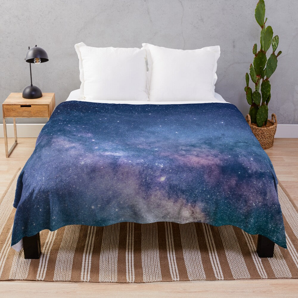 Plush blanket with a mesmerizing galaxy and space-inspired design