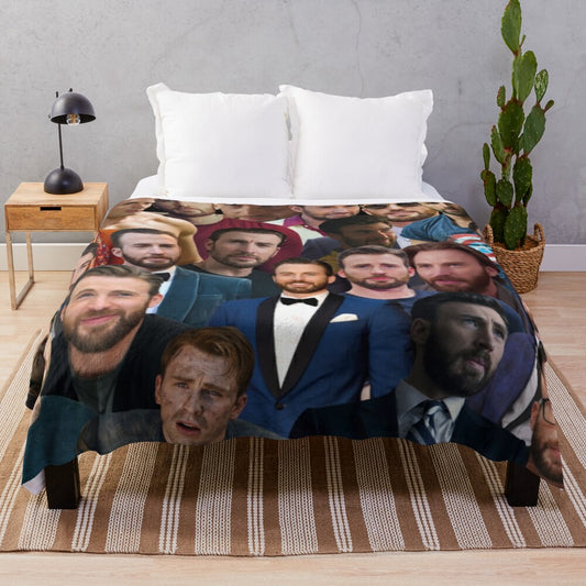 Chris Evans Photo Collage Plush Blanket