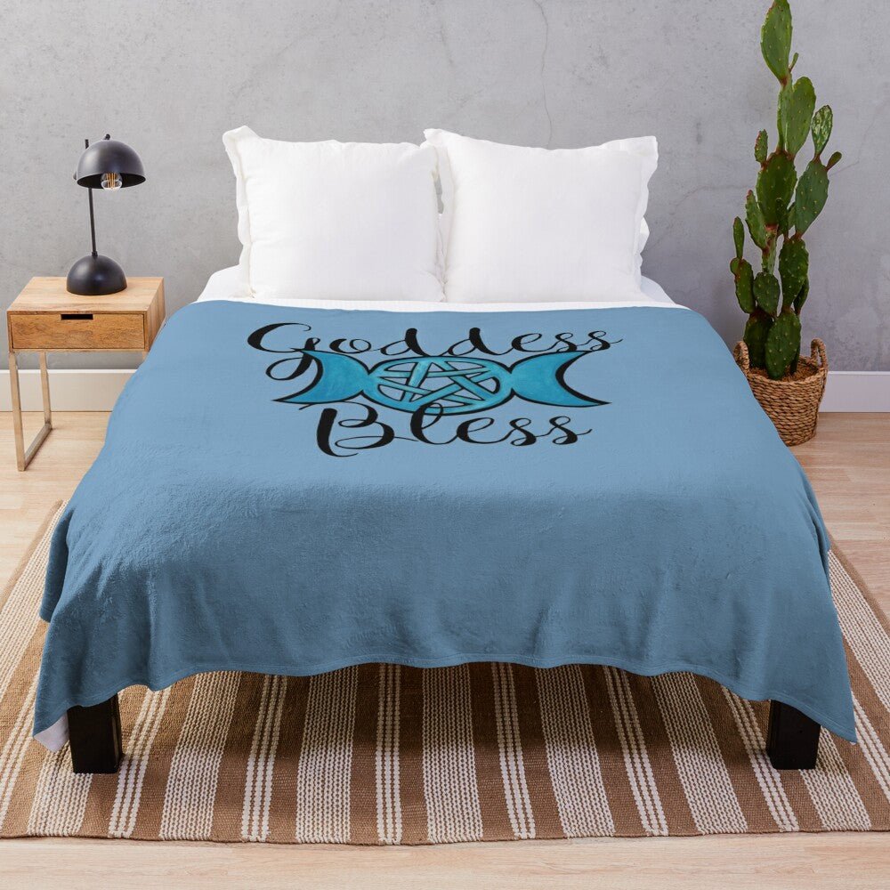 Soft and cozy plush blanket featuring a goddess blessing design