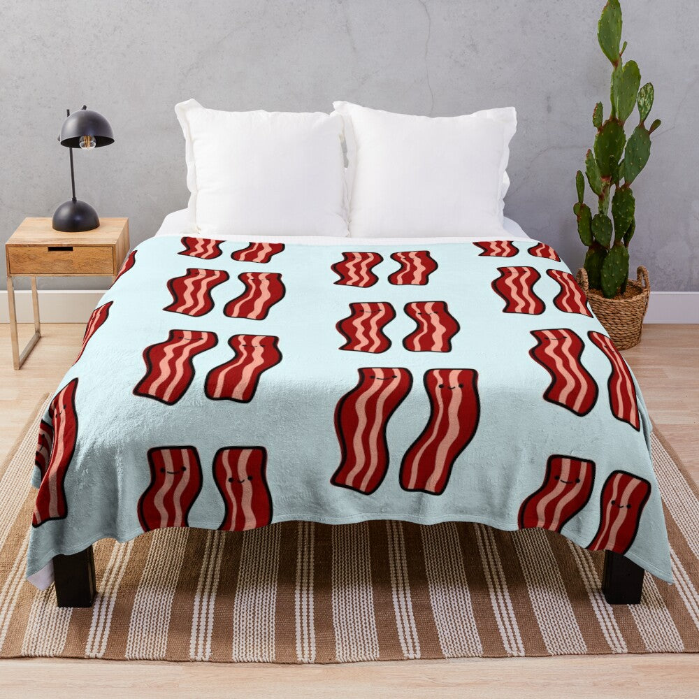 Cute bacon-shaped plush blanket for a cozy, breakfast-themed decor