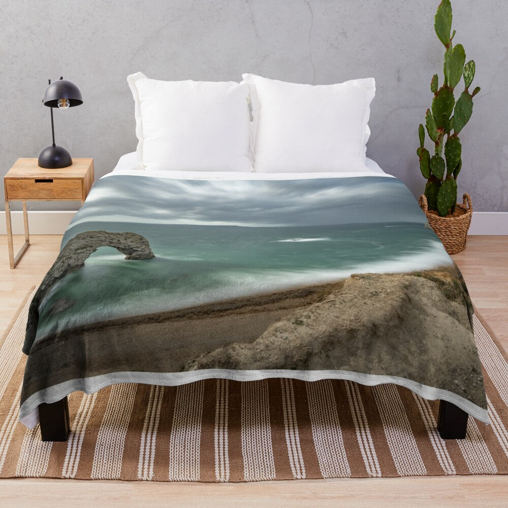 Durdle Door plush blanket with seascape design