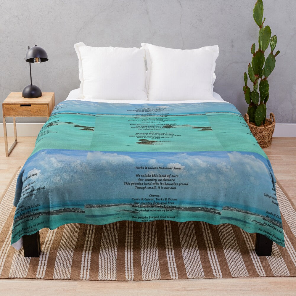 Turks and Caicos inspired plush blanket featuring the country's national song