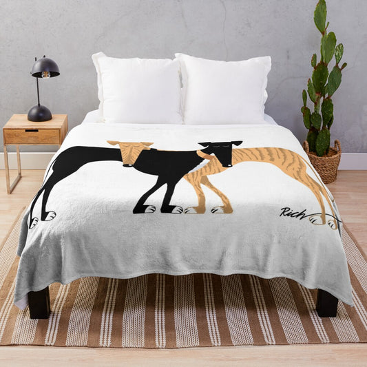 Brindle hound plush blanket featuring a charming and stylish design