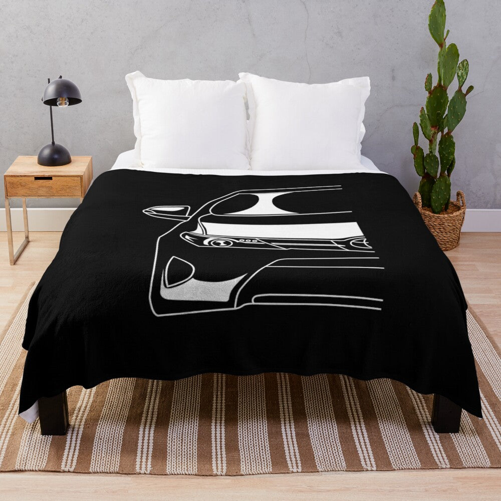 Soft and cozy plush blanket with car enthusiast design