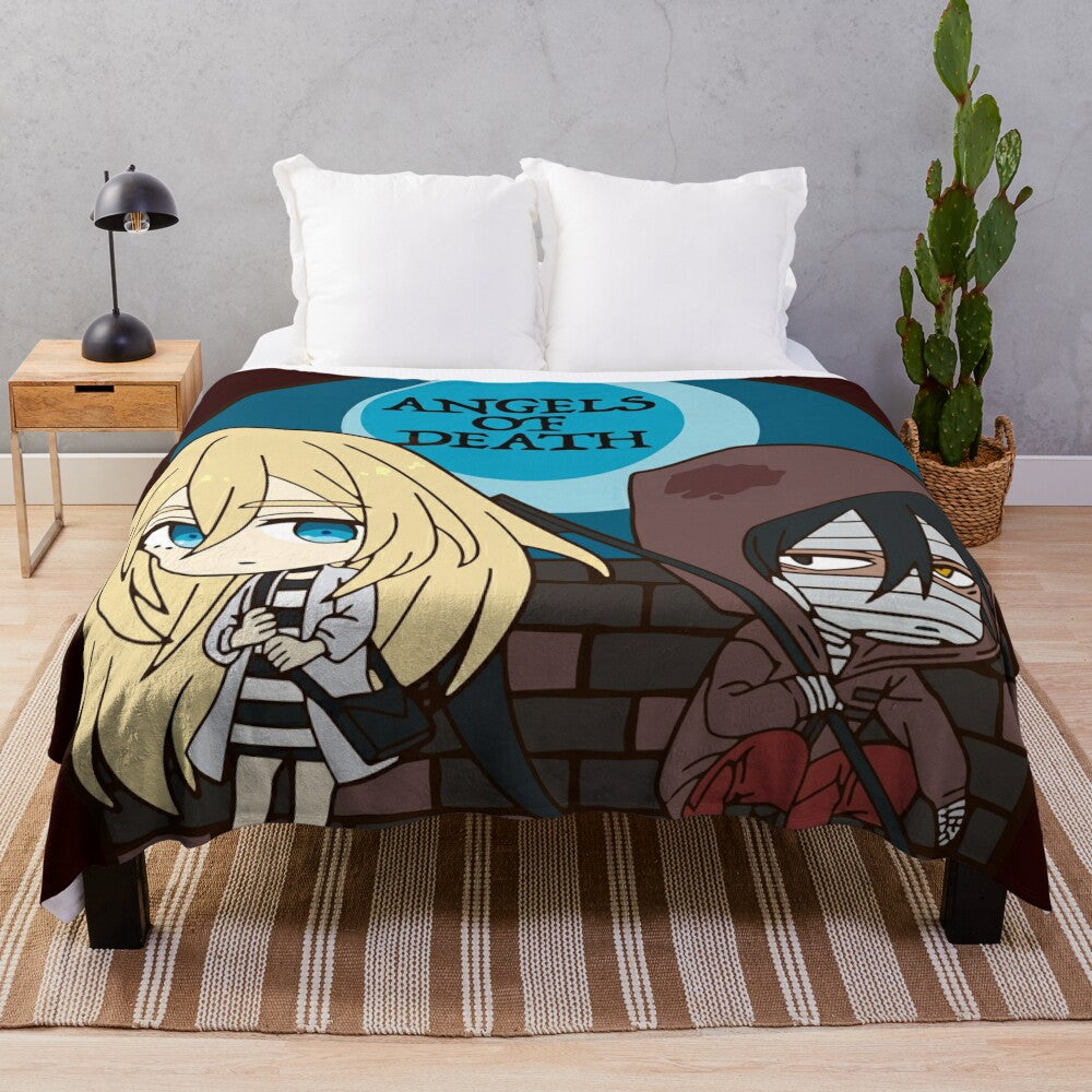 Cute Angels of Death Ray and Zack anime plush blanket