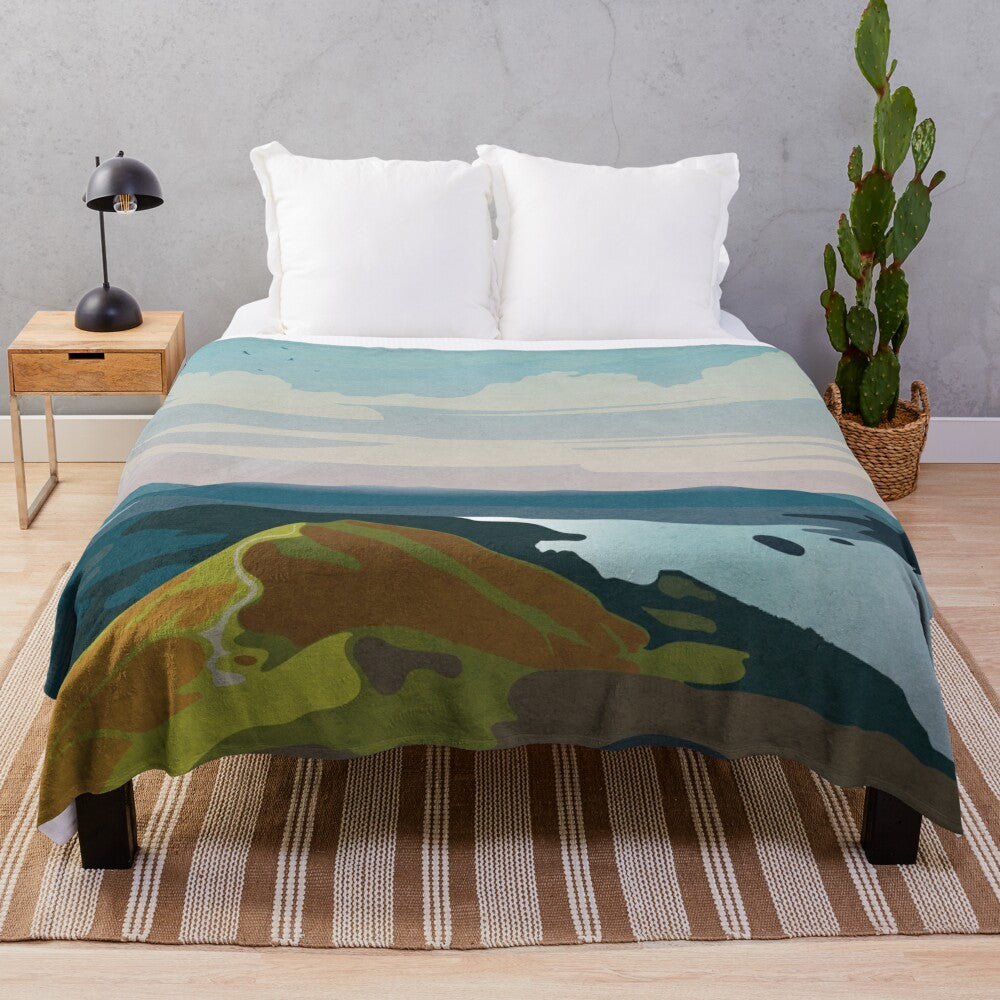 Lake District Plush Blanket with Catbells Mountain Landscape