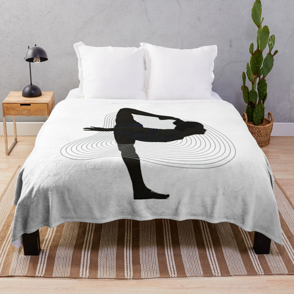 Rhythmic gymnastics penche silhouette on pink plush blanket