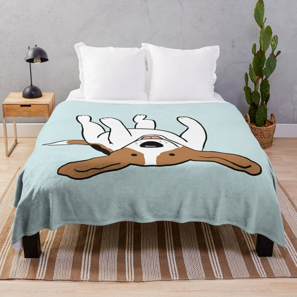 Cute cartoon beagle dog printed on a soft and plush blanket