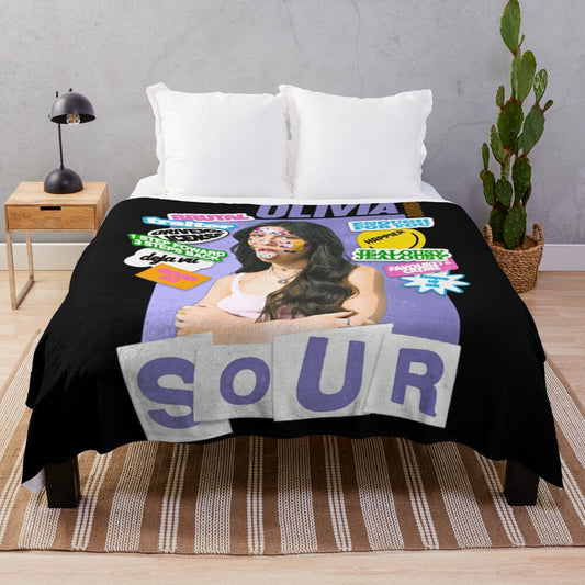 Olivia Rodrigo inspired plush blanket featuring the Sour album design