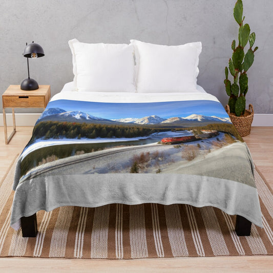 Plush blanket featuring a scenic rocky mountain landscape