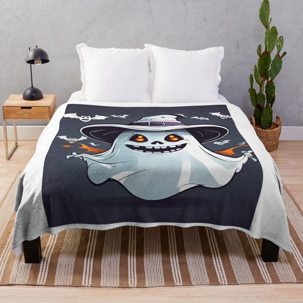 Cute ghost-themed plush blanket