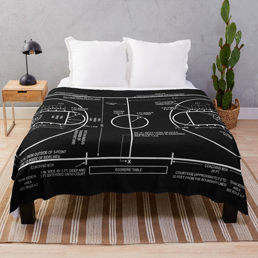 Vintage-style basketball court design plush blanket