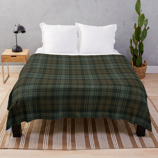 Weathered Black Watch Tartan Plush Blanket