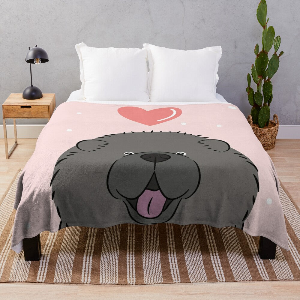 Soft and cuddly black chow chow plush blanket