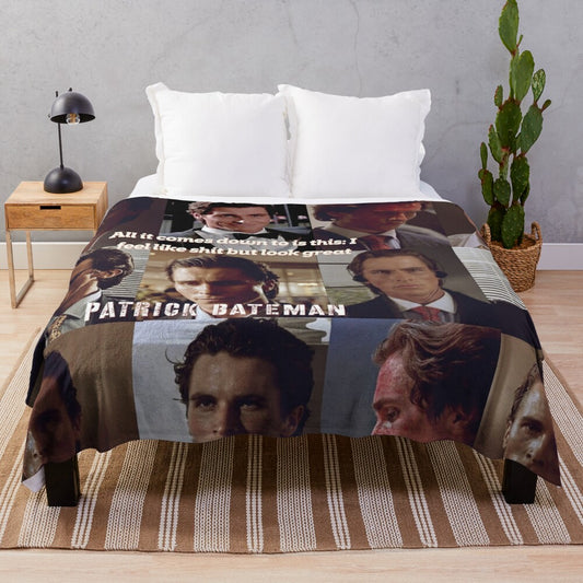 Vintage-Inspired Patrick Bateman Plush Blanket from the movie American Psycho