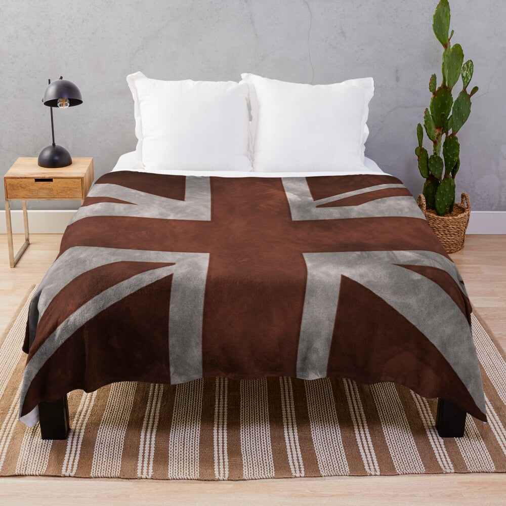 Red distressed union jack plush blanket