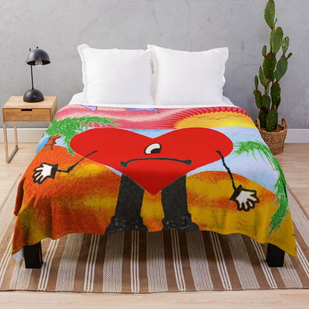 Plush blanket featuring a vibrant, artistic interpretation of the Un Verano Sin Ti album cover