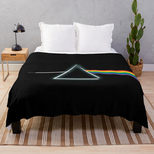 Prism to Triangle Swap Plush Blanket with Darkside of the Moon Inspired Design