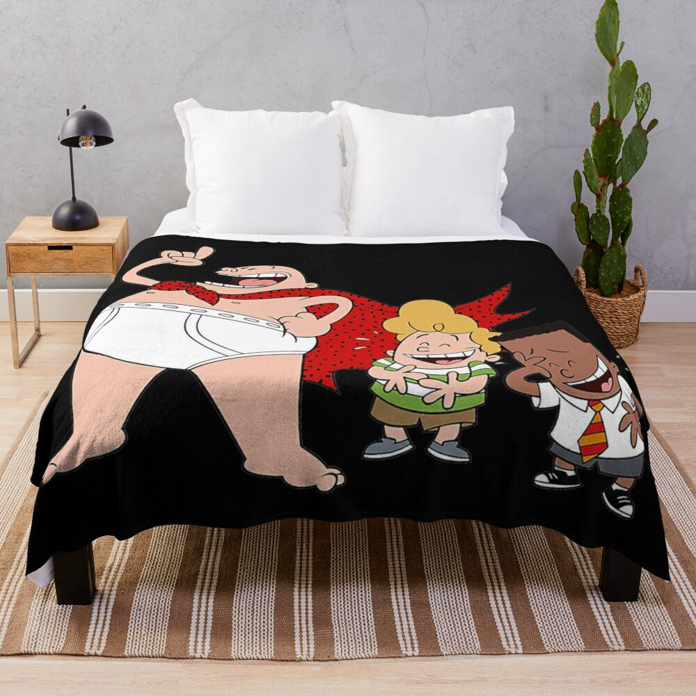 Plush blanket with nostalgic comic book inspired designs