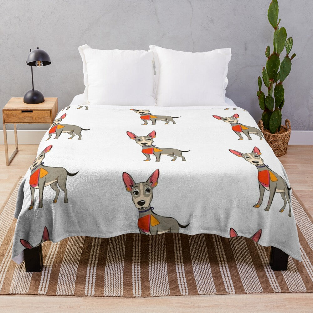 Soft and cozy dog plush blanket with cheerful floral design