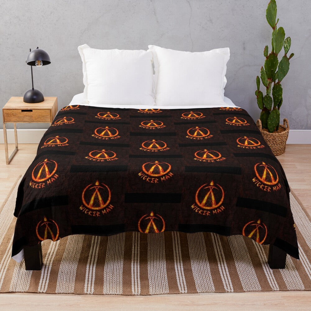 Wicker man inspired plush blanket with dark, gothic design