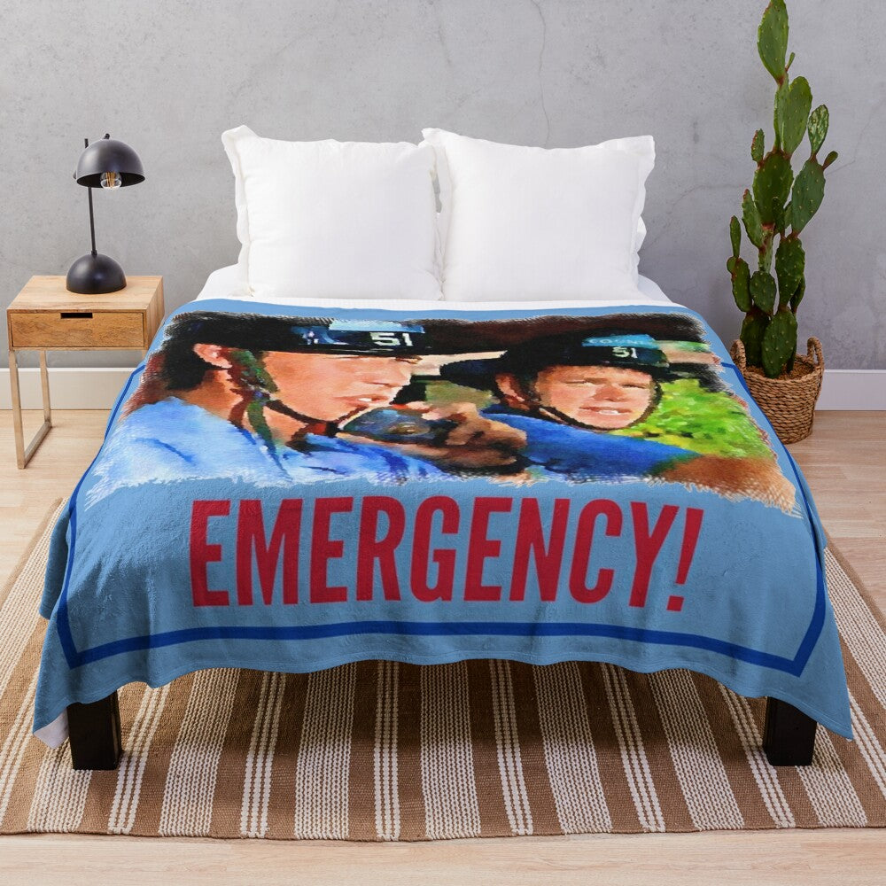 Paramedics Inspired Plush Blanket featuring characters and imagery from the classic emergency medical television series