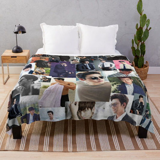 Ji Chang Wook Abstract Collage Plush Blanket