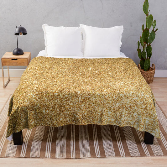 Soft and Plush Gold Patterned Blanket