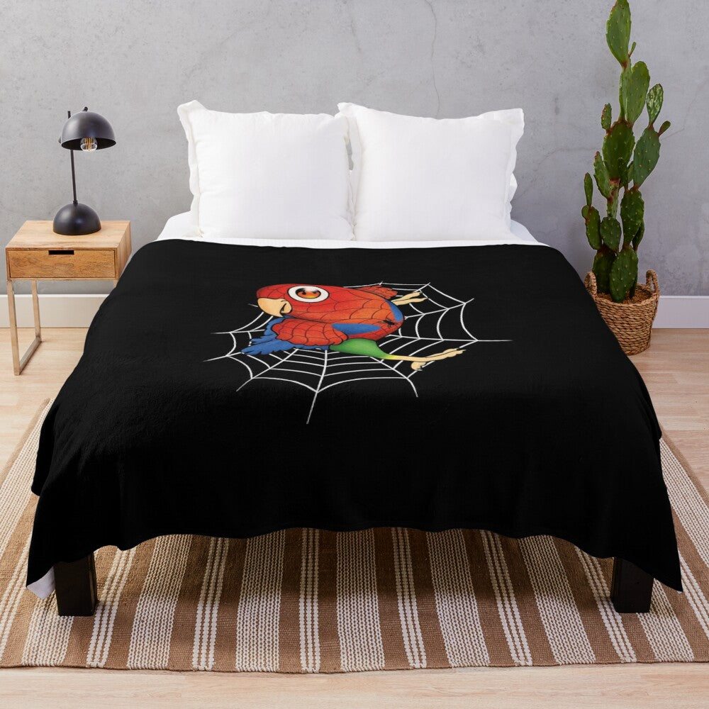 Agapornis roseicollis plush superhero parrot blanket