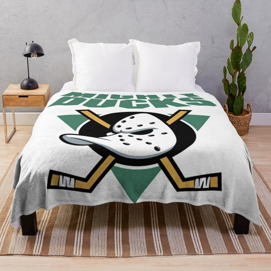 Retro plush blanket featuring the iconic Team USA jersey from D2: The Mighty Ducks