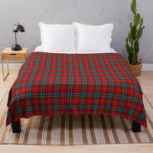 Clan MacLean tartan plush blanket featuring a traditional Scottish pattern