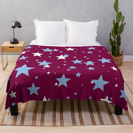 Plush blanket with colorful abstract football and galaxy print design