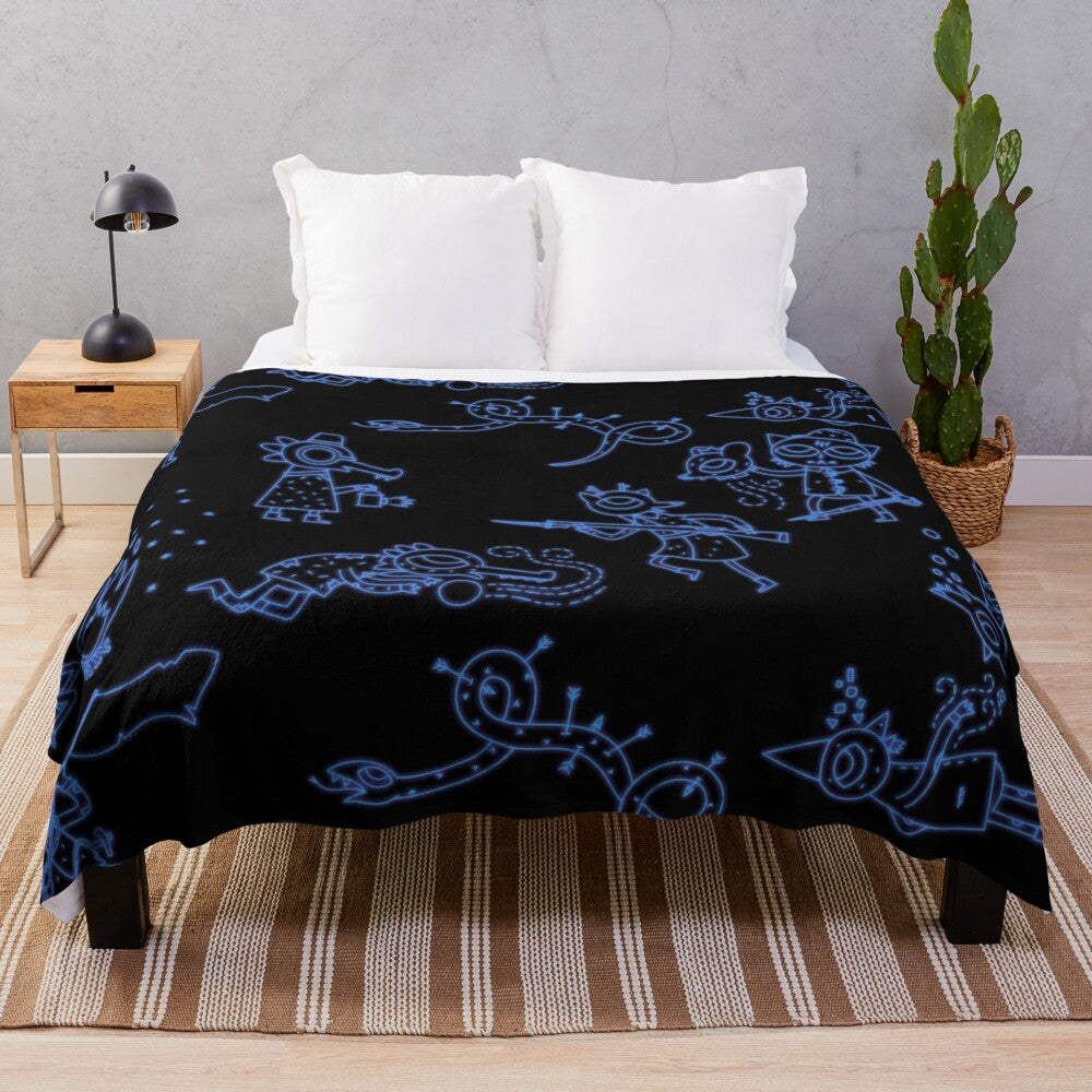 A cozy plush blanket featuring a night sky filled with constellations, perfect for fans of Night in the Woods and astronomy enthusiasts.